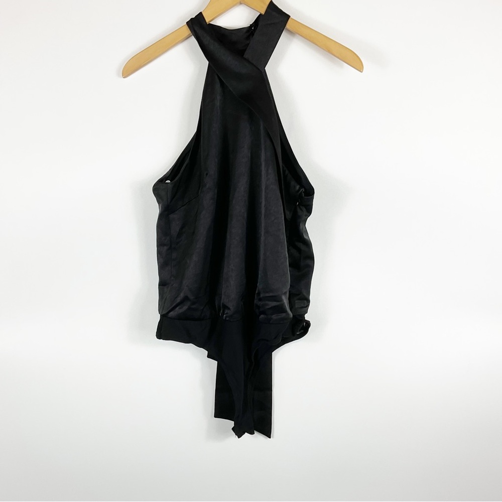 NWT Lulu's Such a Moment Black Satin Sleeveless Bodysuit size Large - Picture 3 of 5